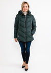 District Gate Quilted Short Coat, Pine Green
