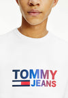 Tommy Jeans Ombre Corp Logo Round Neck Sweater, White