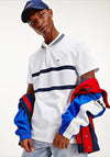 Tommy Jeans Mix Media Band Polo Shirt, White Multi