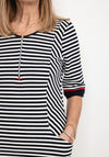 Dolcezza Striped Woven Knee Length Dress, Navy & White