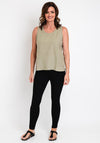 Dolcezza Casual Linen Vest Top, Khaki