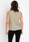 Dolcezza Casual Linen Vest Top, Khaki
