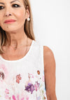 Dolcezza Linen Floral Vest Top, Off White