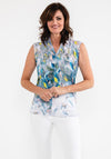 Dolcezza Paint Stroke Print Sleeveless Top, Silver Multi