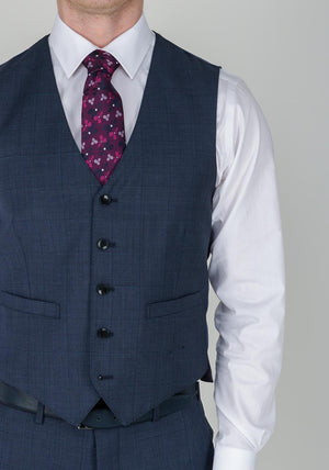 Douglas Windowpane Print Navy Jacket Mix and Match, Regular Fit