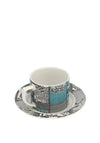 Spode Patchwork Willow Teacup & Saucer, Teal Multi