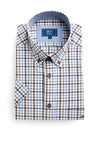 Daniel Grahame Ivano Check Short Sleeve Shirt, Mocha Multi