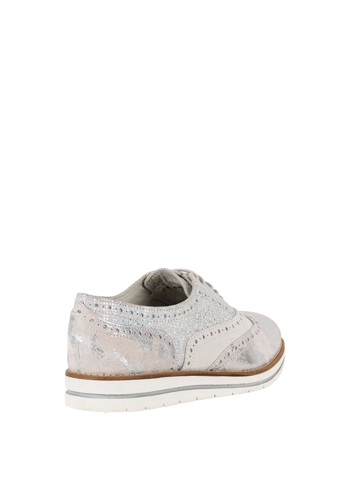 Dubarry Womens Hattie Leather Shimmer Brogues, Silver