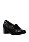 Dubarry Flavie E Wide Fit Lace Print Heeled Shoes, Black