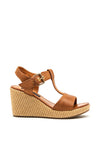 Dubarry Womens Italia Leather Wedged Heel Sandals, Tan