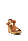 Dubarry Womens Italia Leather Wedged Heel Sandals, Tan