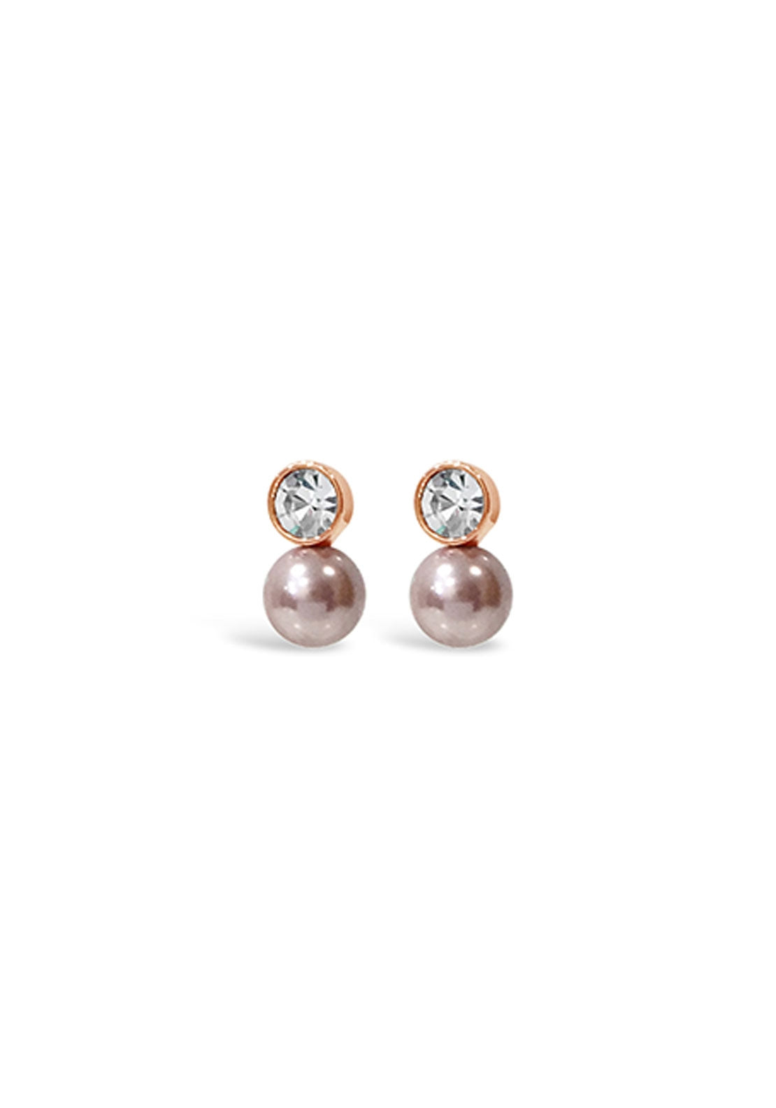 Absolute Pink Pearl Stud Earrings, Rose Gold