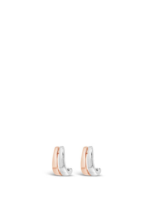 Absolute Two-Tone Semi-Hoop Earrings, Silver & Rose Gold