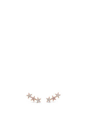 Absolute Three Diamante Star Stud Earring, Rose Gold