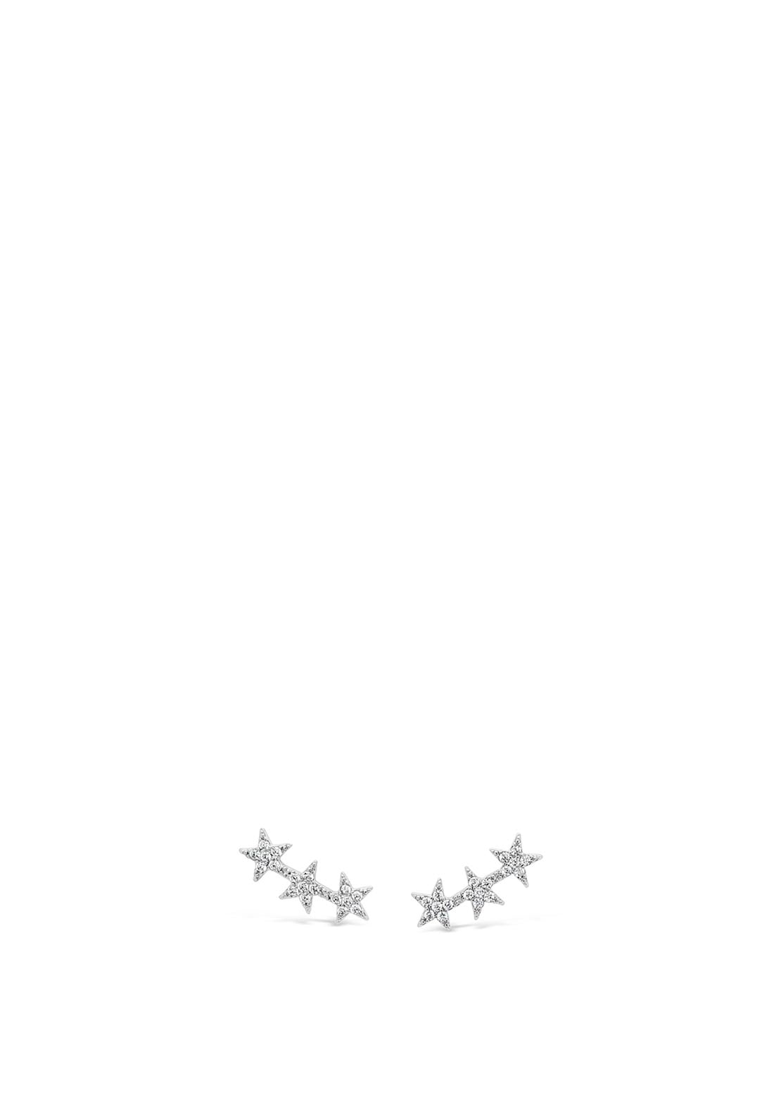 Absolute Three Diamante Star Stud Earring, Silver