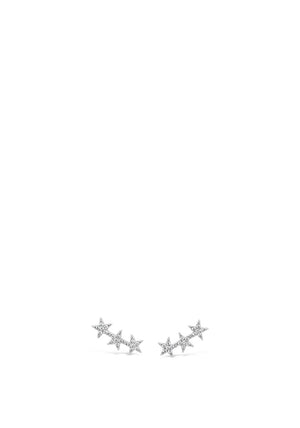 Absolute Three Diamante Star Stud Earring, Silver