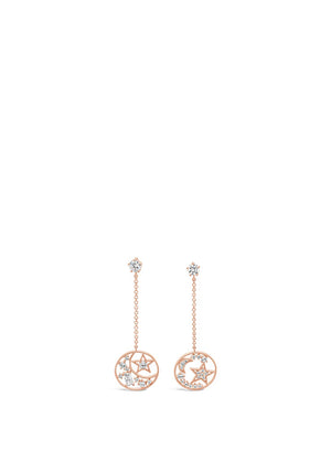 Absolute Diamante Star Disc Long Drop Earring, Rose Gold