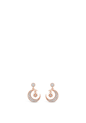 Absolute Moon & Star Stud Earring, Rose Gold