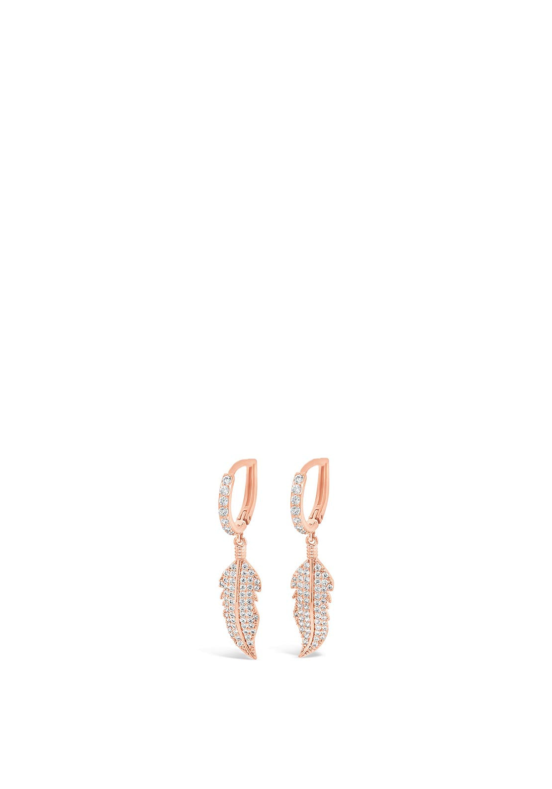 Absolute Diamante Feather Drop Earring, Rose Gold