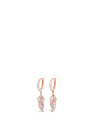 Absolute Diamante Feather Drop Earring, Rose Gold