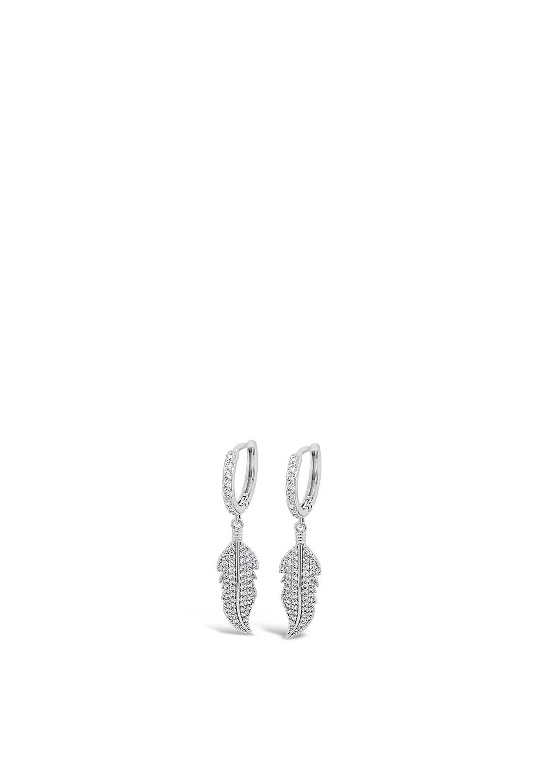 Absolute Diamante Feather Drop Earring, Silver