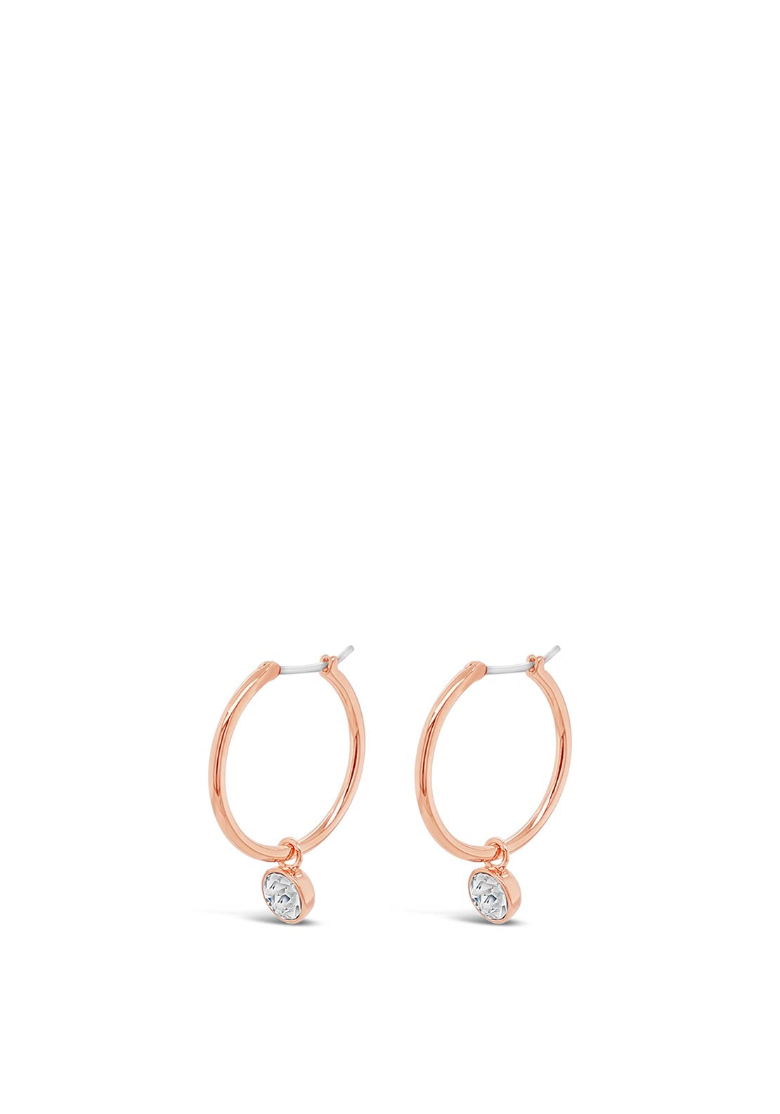 Absolute Drop Diamond Hoop Earrings, Rose Gold
