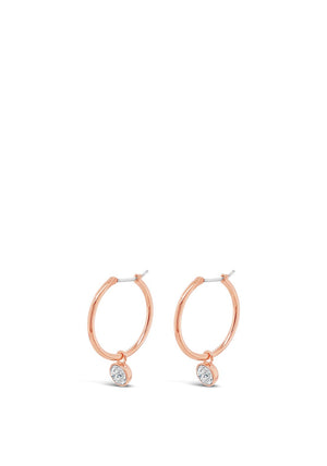 Absolute Drop Diamond Hoop Earrings, Rose Gold