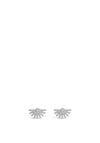 Absolute Crystal Half Fan Stud Earrings, Silver