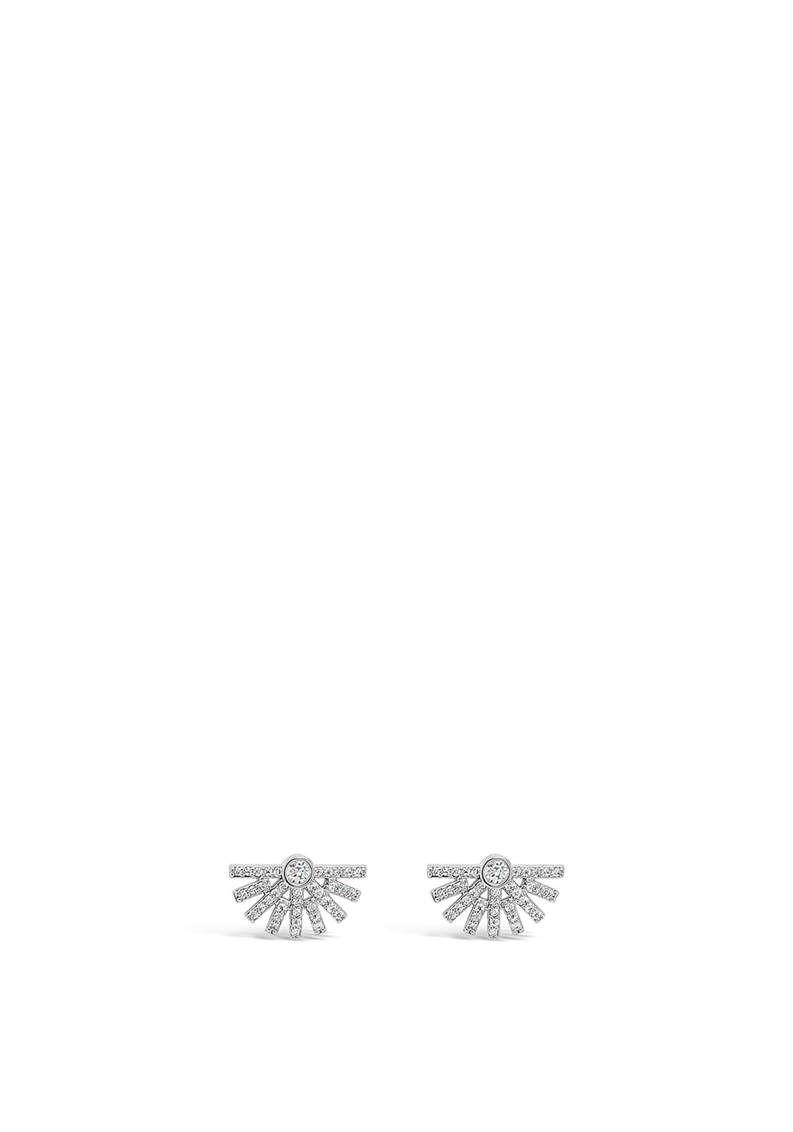Absolute Crystal Half Fan Stud Earrings, Silver