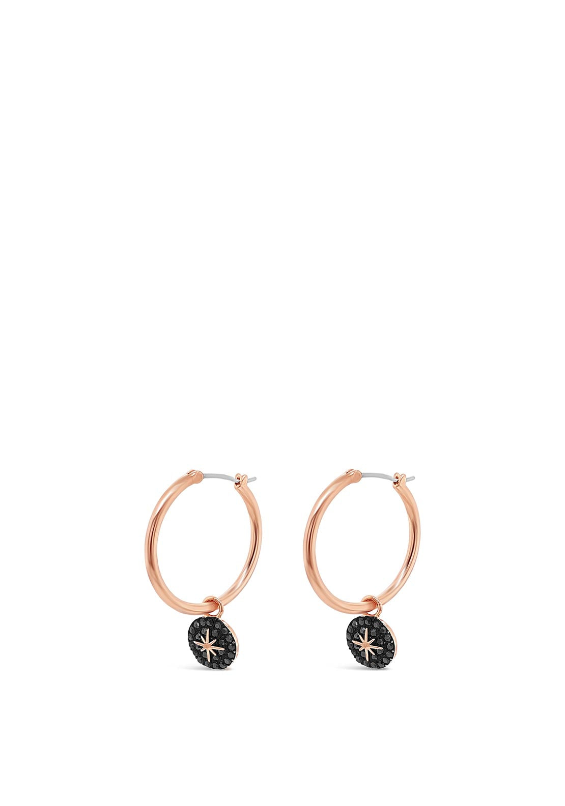 Absolute Hematite Star Hoop Earrings, Rose Gold