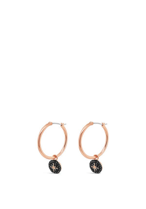 Absolute Hematite Star Hoop Earrings, Rose Gold