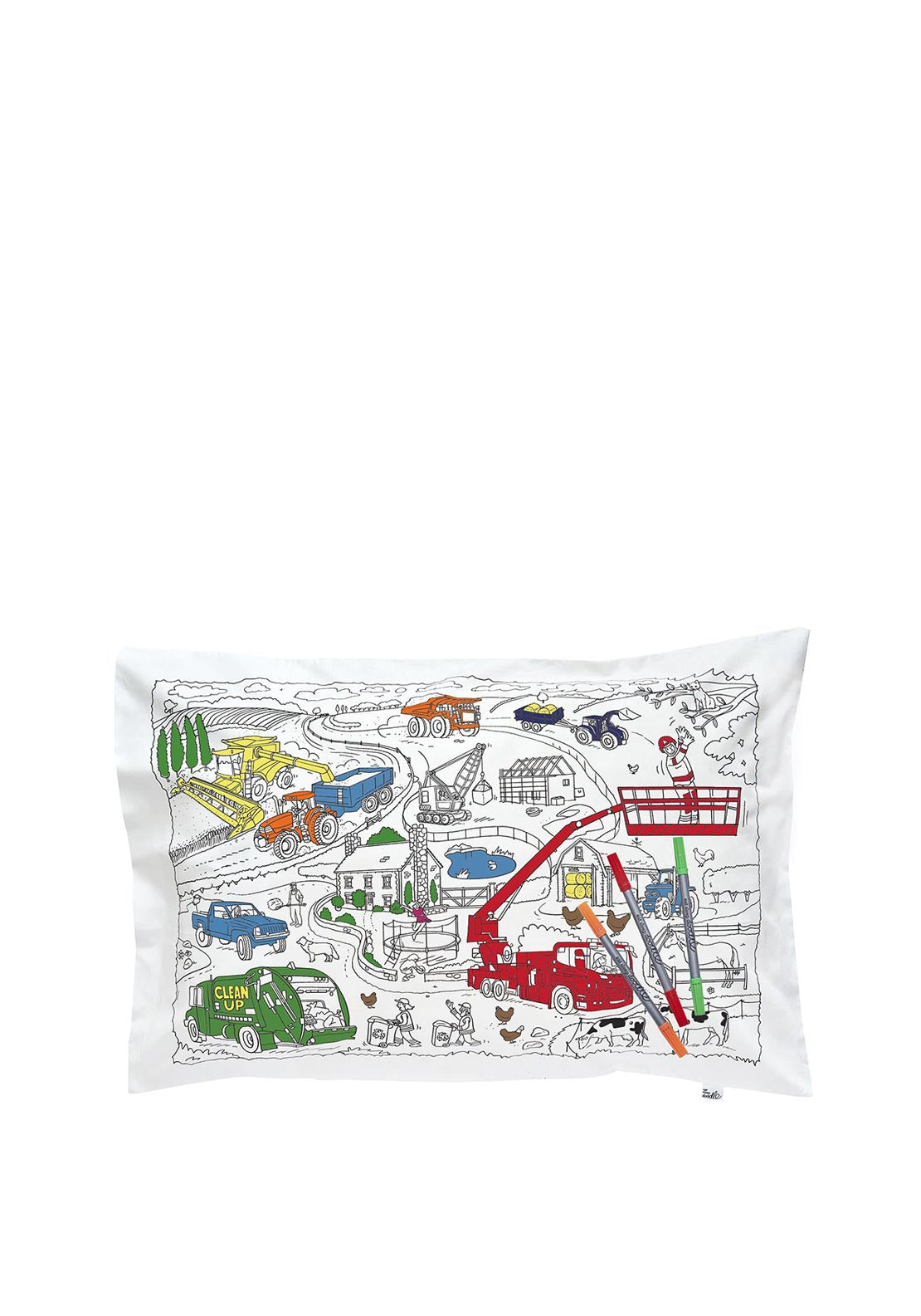 Eat Sleep Doodle Working Wheels Double-Sided Pillowcase
