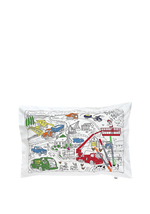 Eat Sleep Doodle Working Wheels Double-Sided Pillowcase