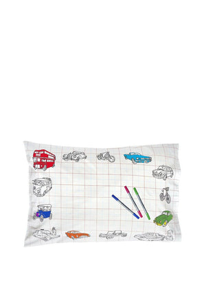 Eat Sleep Doodle Working Wheels Double-Sided Pillowcase