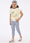 Ebita Girl Ditsy Floral Top Legging and Headband Set, Lemon
