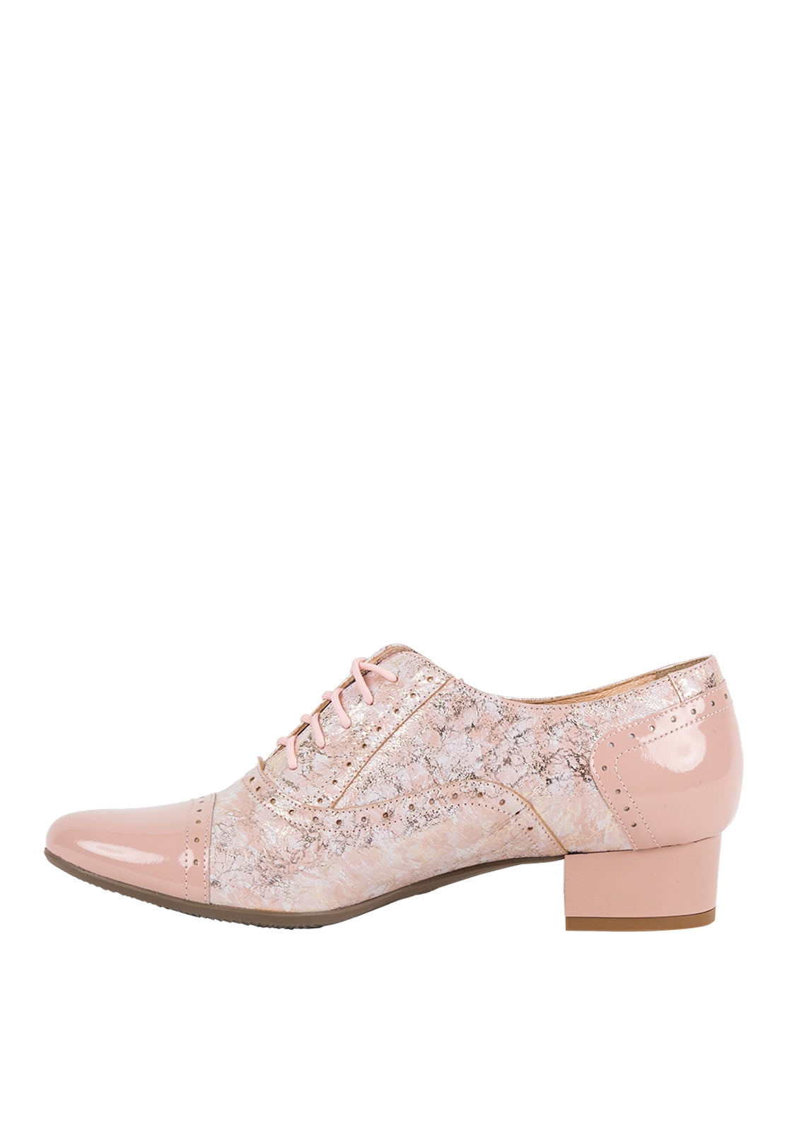 Bioeco by Arka Block Heel Brogue Shoes, Pink