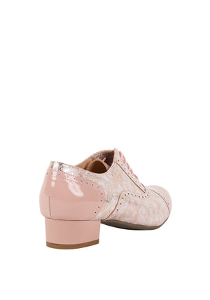 Bioeco by Arka Block Heel Brogue Shoes, Pink