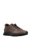 Ecco Mens Exostride Leather Trainer, Dark Clay
