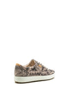 Ecco Womens Soft 7 Leather Snake Print Trainers, Beige