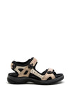 Ecco Womens Off Road Nubuck Hiking Sandal, Beige & Black
