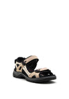 Ecco Womens Off Road Nubuck Hiking Sandal, Beige & Black