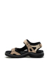 Ecco Womens Off Road Nubuck Hiking Sandal, Beige & Black