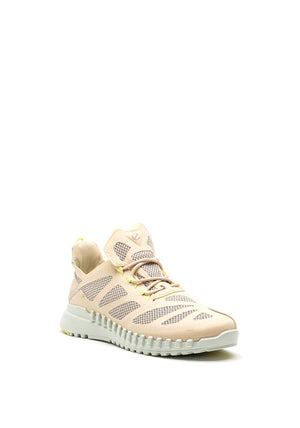 Ecco Womens Zipflex Leather & Mesh Mix Trainer, Beige