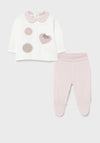 Mayoral Baby 2 Piece Heart Velvet Tracksuit Set, pink