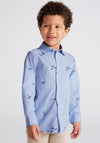 Mayoral Boys Long Sleeve Stripe Shirt, Blue Multi