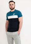 11 Degrees Block Colour Muscle Fit T-Shirt, Midnight Blue & White