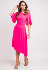 Ella Boo Belt Trim A-Line Midi Dress, Hot Pink