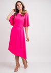 Ella Boo Belt Trim A-Line Midi Dress, Hot Pink