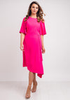 Ella Boo Belt Trim A-Line Midi Dress, Hot Pink