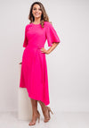 Ella Boo Belt Trim A-Line Midi Dress, Hot Pink